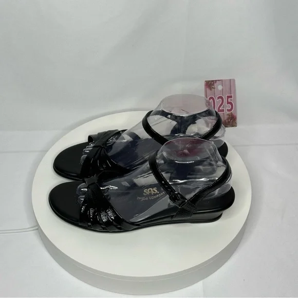NW/OT SAS Tripad Comfort Strippy Black Patent Sandal Size 9.5 Slim - Picture 4 of 16